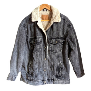 TOPSHOP Grey Wash Casual Western Jean Coat Size 6